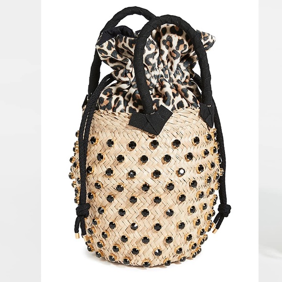 Le Nine Handbags - Le Nine leopard drawstring jewel rhinestone basket bag Like New!